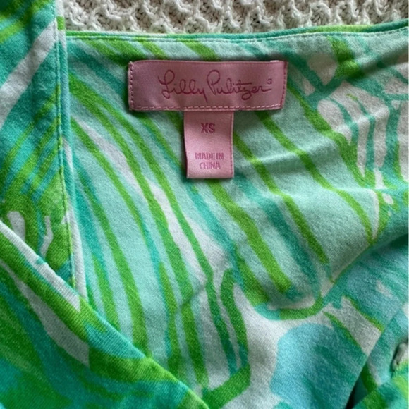 Lilly Pulitzer Isla Green Sheen Fronds Place Tassel Tie Jersey Long Maxi Dress - Picture 8 of 9